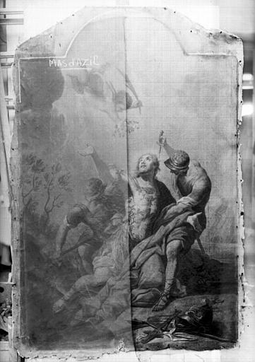 Peinture sur toile : Martyre de saint Ferréol, état avant restauration