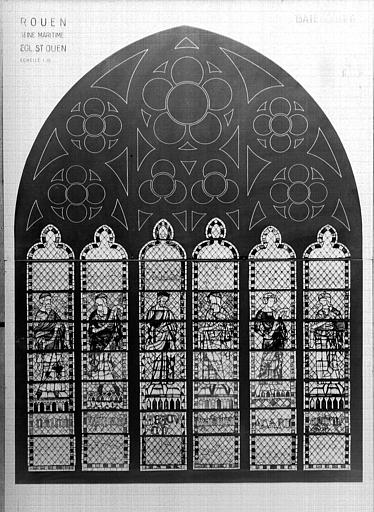 Photomontage de vitrail : baie 233, prophètes, état après restauration