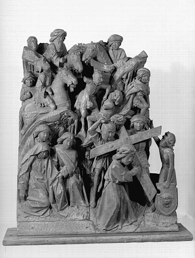 Fragment de retable du haut-relief en bois, école flamande