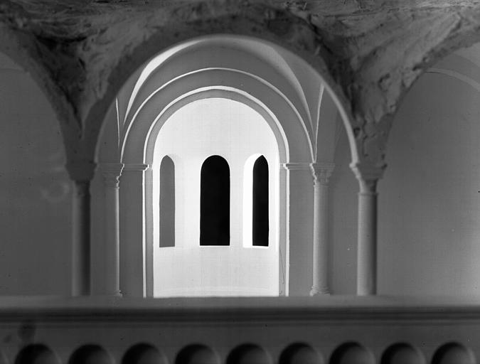 Maquette de restitution de l'église abbatiale : massif ouest, ensemble de la tribune et de la chapelle Saint-Michel