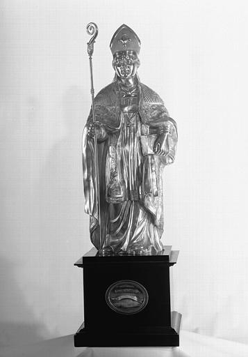 Statuette en argent sur pied d'ébène : évêque, face