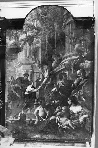 tableau : la Présentation de la Vierge au Temple. Vue générale avant restauration. - © Ministère de la Culture (France), Médiathèque du patrimoine et de la photographie (objets mobiliers), tous droits réservés