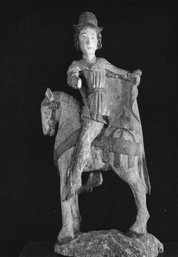 groupe sculpté  : la charité de saint Martin, bois polychrome