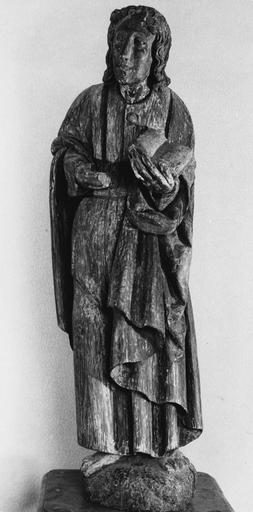 statue (demi-nature) : saint Jean d'un Calvaire, bois. Vue générale.