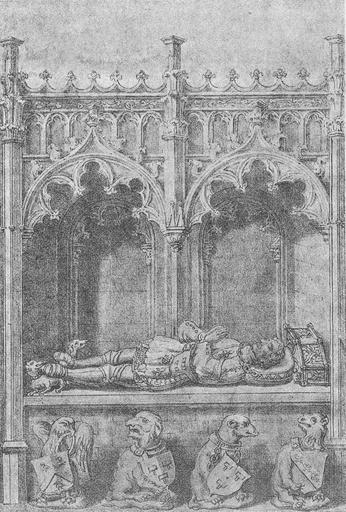 monument funéraire de Florimond de Villers-Saint-Paul (gisant grandeur nature). Dessin ancien du monument funéraire.