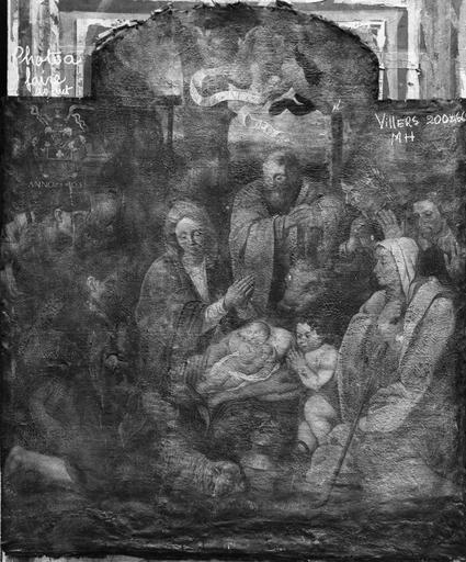 tableau : l'Adoration des bergers. Vue générale avant restauration.