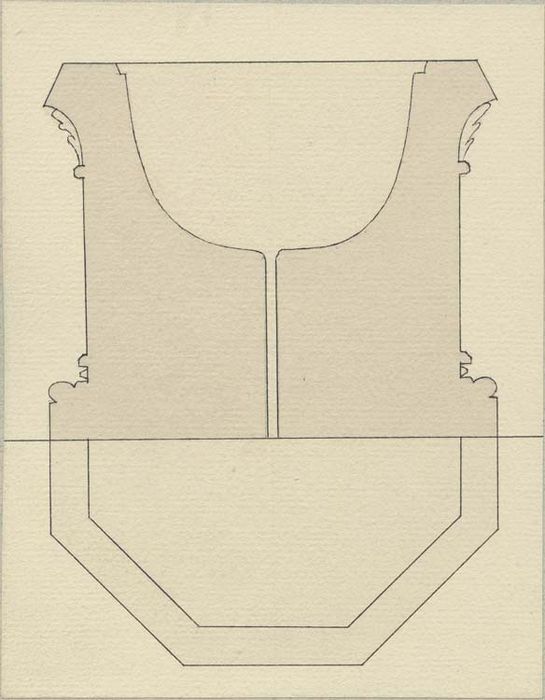 fonts baptismaux (cuve baptismale à infusion), profil (dessin : Encre sur papier)