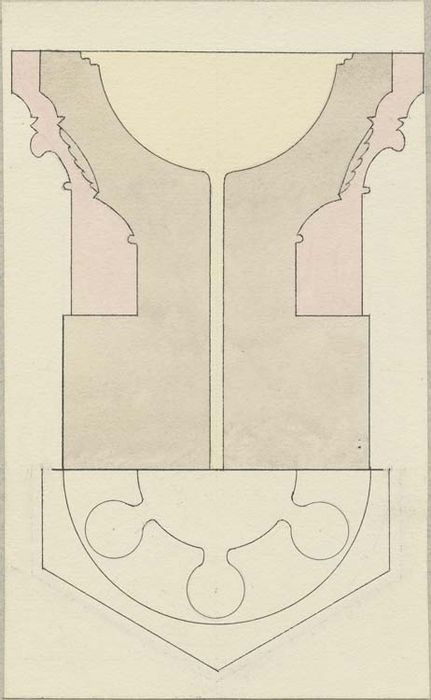 fonts baptismaux (cuve baptismale à infusion), coupe (dessin : Encre sur papier)