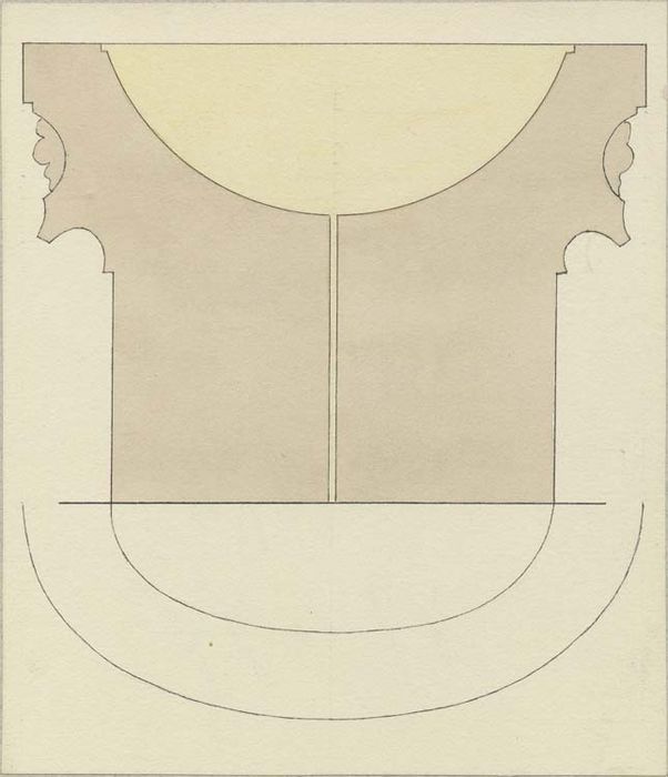 fonts baptismaux (cuve baptismale à infusion), profil (dessin : Encre sur papier)