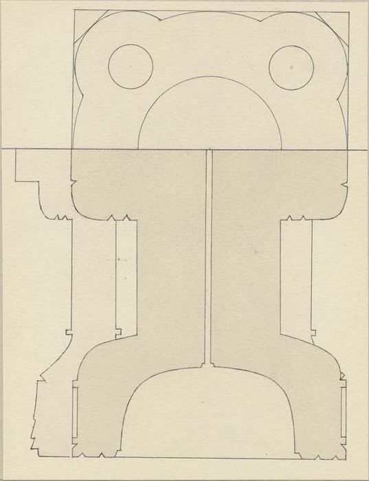 fonts baptismaux (cuve baptismale à infusion), coupe (dessin : Encre sur papier)