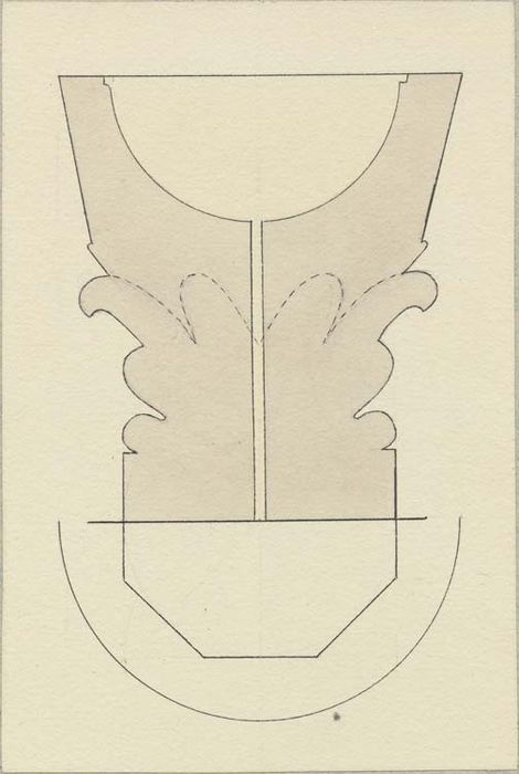 fonts baptismaux (cuve baptismale à infusion), coupe (dessin : Encre sur papier)