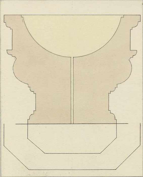 fonts baptismaux (cuve baptismale à infusion), coupe (dessin : Encre sur papier) - © Ministère de la Culture (France), Médiathèque du patrimoine et de la photographie, diffusion GrandPalaisRmn Photo