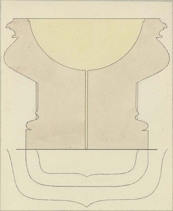 fonts baptismaux (cuve baptismale à infusion), coupe (dessin : Encre sur papier) - © Ministère de la Culture (France), Médiathèque du patrimoine et de la photographie, diffusion GrandPalaisRmn Photo