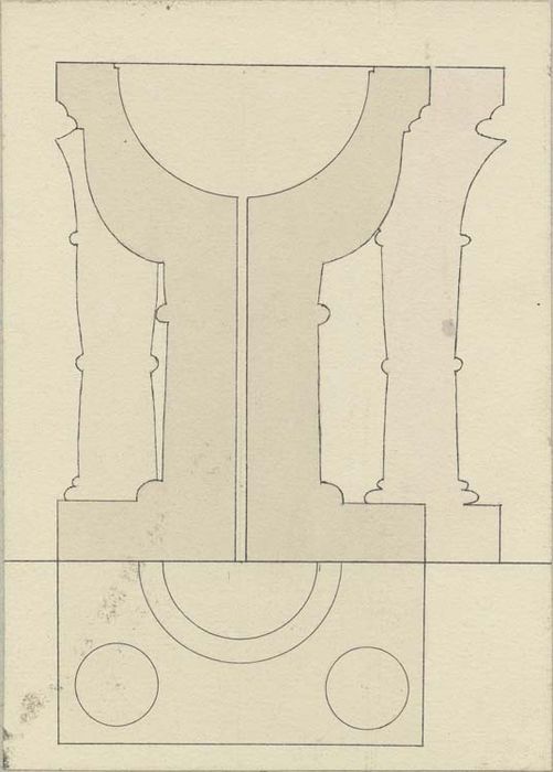 fonts baptismaux (cuve baptismale à infusion), coupe (dessin : Encre sur papier) - © Ministère de la Culture (France), Médiathèque du patrimoine et de la photographie, diffusion GrandPalaisRmn Photo