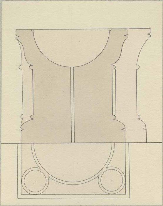 fonts baptismaux (cuve baptismale à infusion) (dessin : encre sur papier)