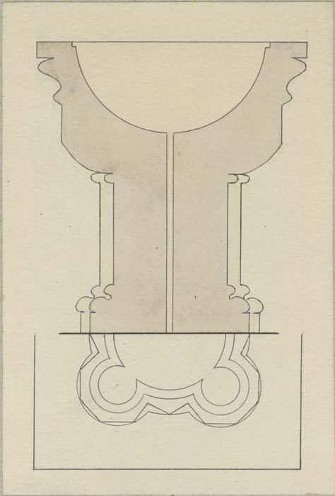 fonts baptismaux (cuve baptismale à infusion) (dessin : encre sur papier)