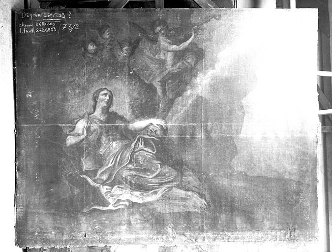 Peinture sur toile : sainte Madeleine pénitente, état avant restauration