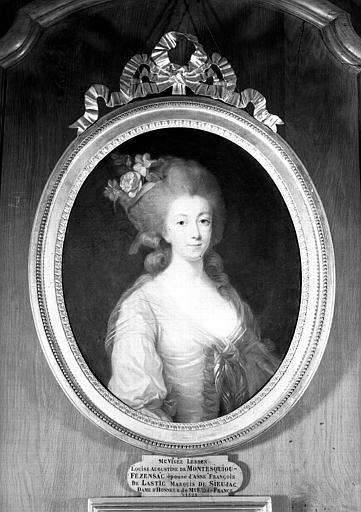 Peinture sur toile : portrait de Louise-Augustine de Montesquiou-Fézensac, épouse d'Anne-François de Lastic