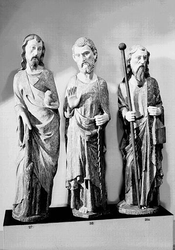 Statues (trois) en bois peint : saint Jacques le Mineur, saint Jude-Thaddée, saint Simon, état après restauration