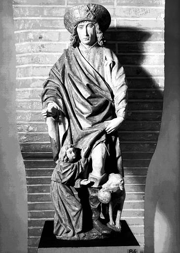 Statue en bois : saint Roch, état après restauration