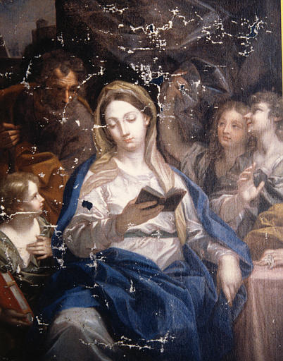 tableau : Vierge en prière, avant restauration