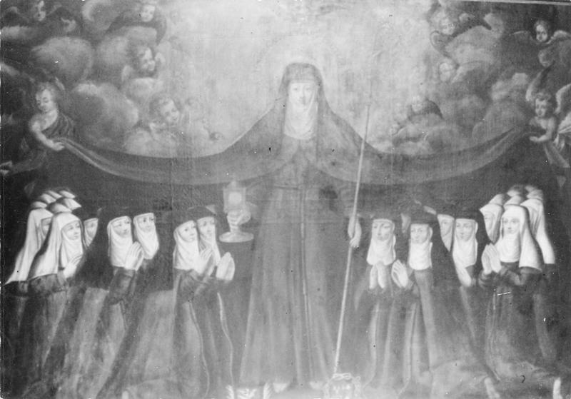 tableau : Sainte Claire protégeant ses filles de son manteau, vue générale - © Ministère de la Culture (France), Médiathèque du patrimoine et de la photographie (objets mobiliers), tous droits réservés