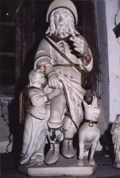 groupe sculpté : Saint Roch avec un enfant et un chien, vue générale - © Ministère de la Culture (France), Médiathèque du patrimoine et de la photographie (objets mobiliers), tous droits réservés