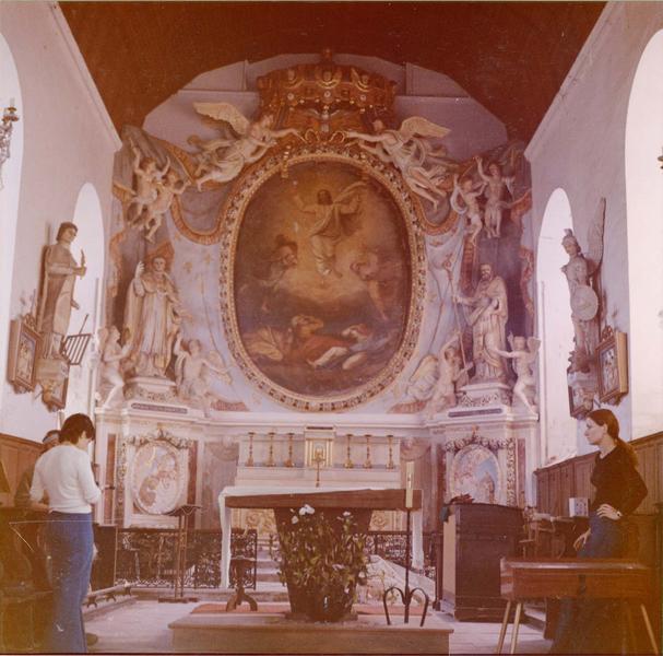 maître-autel, gradin, retable, bas-reliefs, statues : saint Augustin et saint Norbert, tableau : La Transfiguration, vue générale - © Ministère de la Culture (France), Médiathèque du patrimoine et de la photographie (objets mobiliers), tous droits réservés