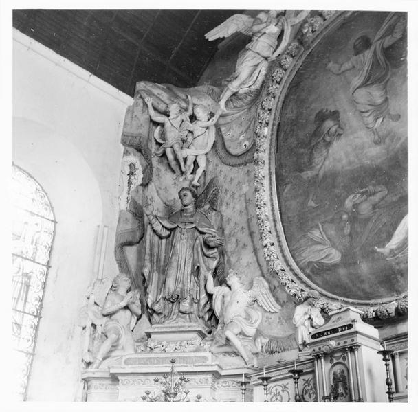 maître-autel, gradin, retable, bas-reliefs, statues : saint Augustin et saint Norbert, tableau : La Transfiguration, vue générale