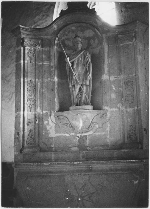 autel, retable latéral sud et statue : Saint Maurice
