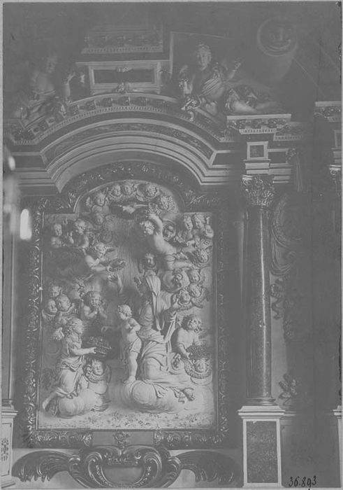 retable du  transept sud, bas-reliefs : L'Apothéose de la Vierge