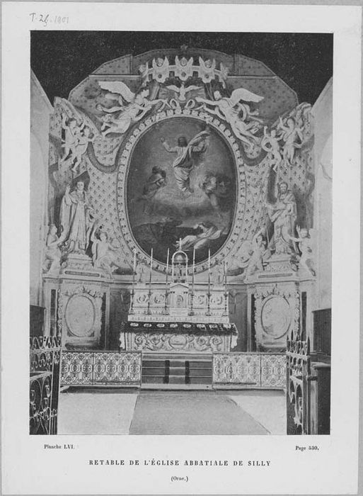 maître-autel, gradin, retable, bas-reliefs, statues : saint Augustin et saint Norbert, tableau : La Transfiguration