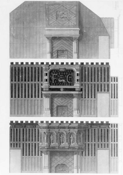 Aile dite de François 1er, trois cheminées projetées par Gaston d'Orléans