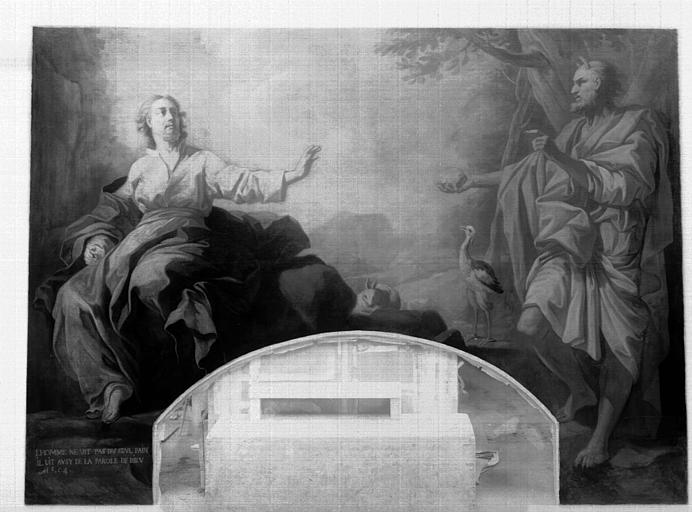 Peinture sur toile : Tentation du Christ au désert, état après restauration