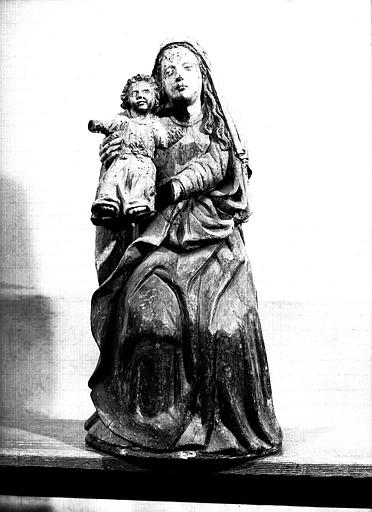 Statue en bois polychrome provenant de la chapelle latérale sud : Vierge à l'Enfant