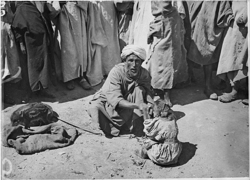 Place El-Hedim. Indigène dressant un singe et un marcassin