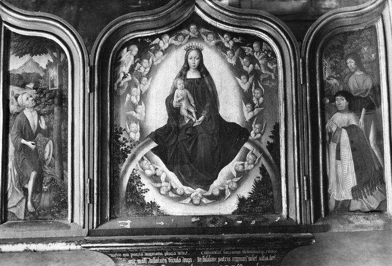 panneau peint (triptyque ouvert) : La Vierge en gloire, saint Jérôme et un donateur - © Ministère de la Culture (France), Médiathèque du patrimoine et de la photographie (objets mobiliers), tous droits réservés