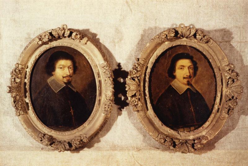 tableaux : portrait de Victor Le Boutillier évêque de Boulogne de 1628 à 1630 et Jean Dolce évêque de Boulogne de 1633 à 1643 et leurs cadres