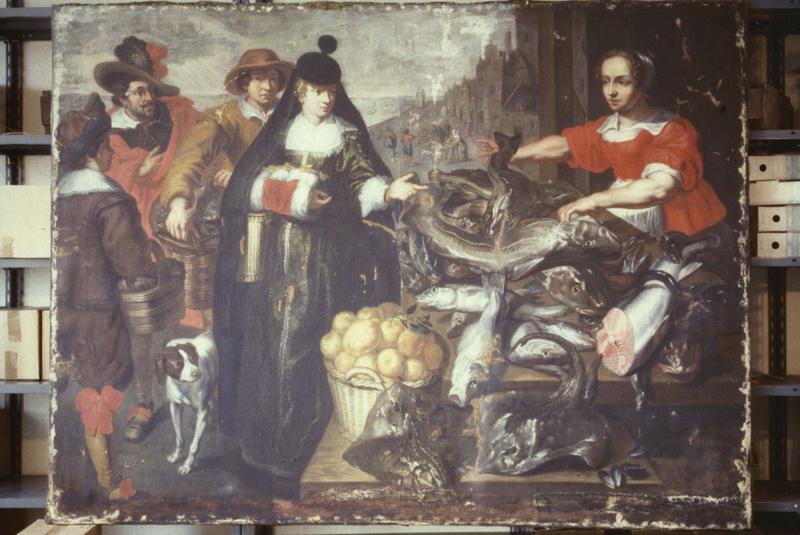 tableau : ancien marché au poisson d'Anvers (l')