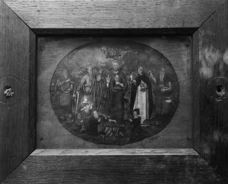 ex-voto : Christ entre saint Paul saint Thomas d'Aquin Melchisedech et Aaron et les donateurs