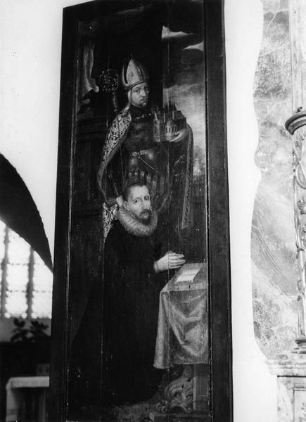 tableau (polyptyque) : saint Evêque et donateur