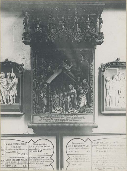 monument funéraire d'Antoine de Tramecourt : Nativité le donateur accompagné de saint Antoine et trois saints (la)