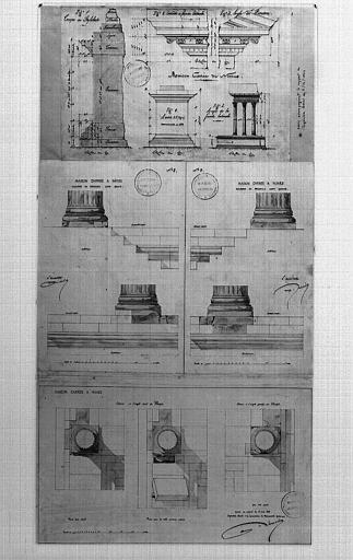 Plan et profils des bases de colonnes et autres détails