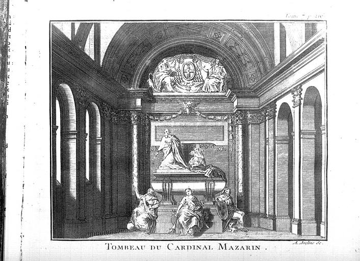 Gravure : Tombeau de Mazarin dans l'église du Collège des Quatres-Nations