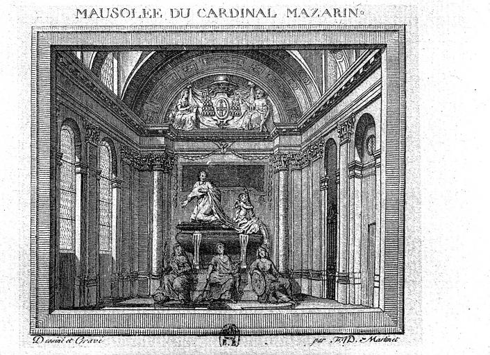 Gravure : Tombeau de Mazarin dans l'église du Collège des Quatres-Nations