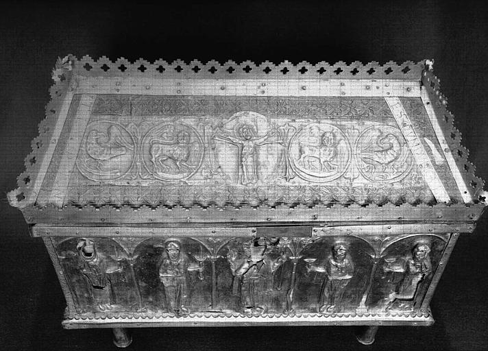 Châsse reliquaire en argent et vermeil (dessus)