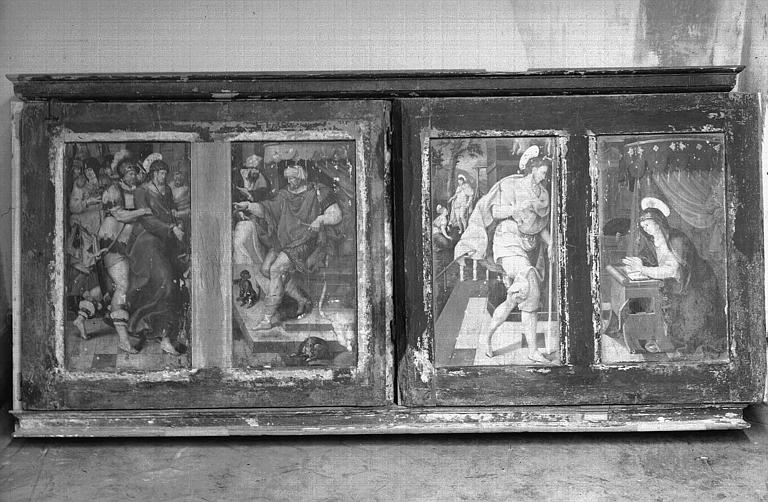 triptyque : Panneaux peints de Annonciation et de la Comparution du Christ devant Hérode (sur les volets intérieurs)