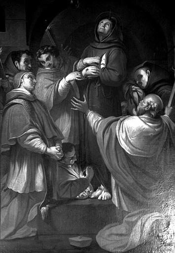 Peinture sur toile : L'Inv.ention du corps de saint François d'Assise par Nicolas V