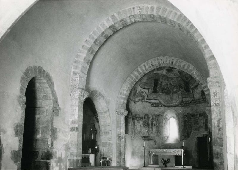 peintures monumentales de l'abside : Christ en gloire dans le tétramorphe et les apôtres (le), vue générale