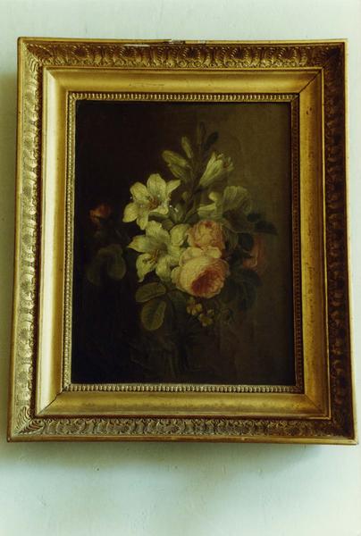 tableau : nature morte de fleurs à la rose et aux lys, vue générale